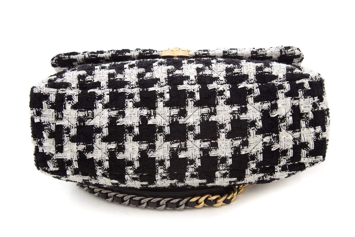 Chanel 2020 19 Black & White Tweed Maxi Handbag