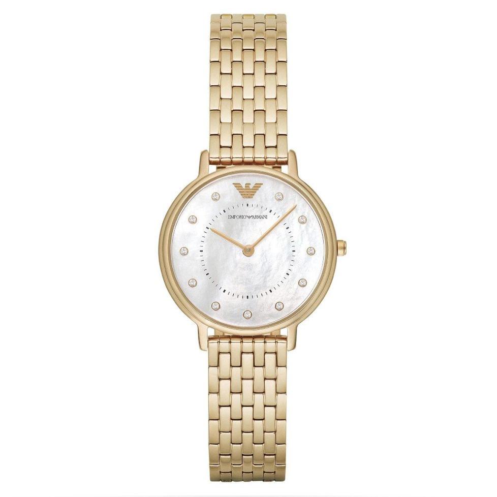 Ladies / Womens Gold Stainless Steel Mother of Pearl Emporio Armani Designer Watch AR11007