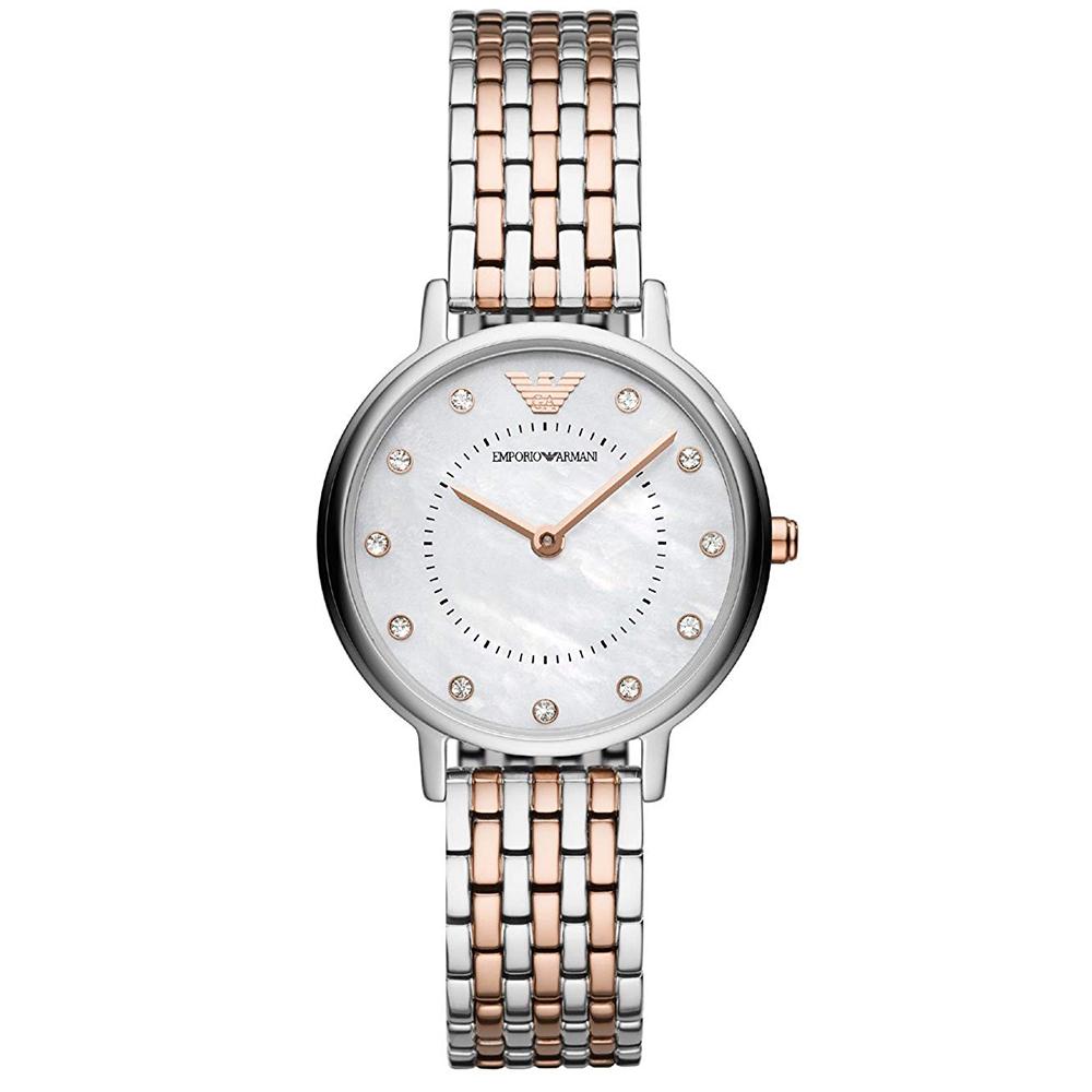 Ladies / Womens Rose Gold & Silver Stainless Steel Emporio Armani Designer Watch AR11094