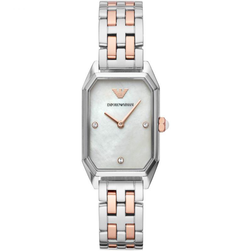 Ladies / Womens Two Tone Stainless Steel Bracelet Emporio Armani Designer Watch AR11146