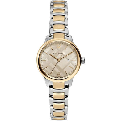 Ladies / Womens Classic Silver & Gold Two-Tone Stainless Steel Burberry Designer Watch BU10118