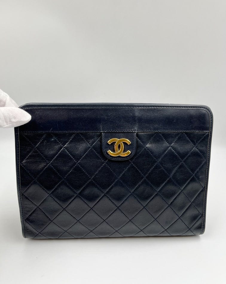 Navy Chanel Clutch Bag