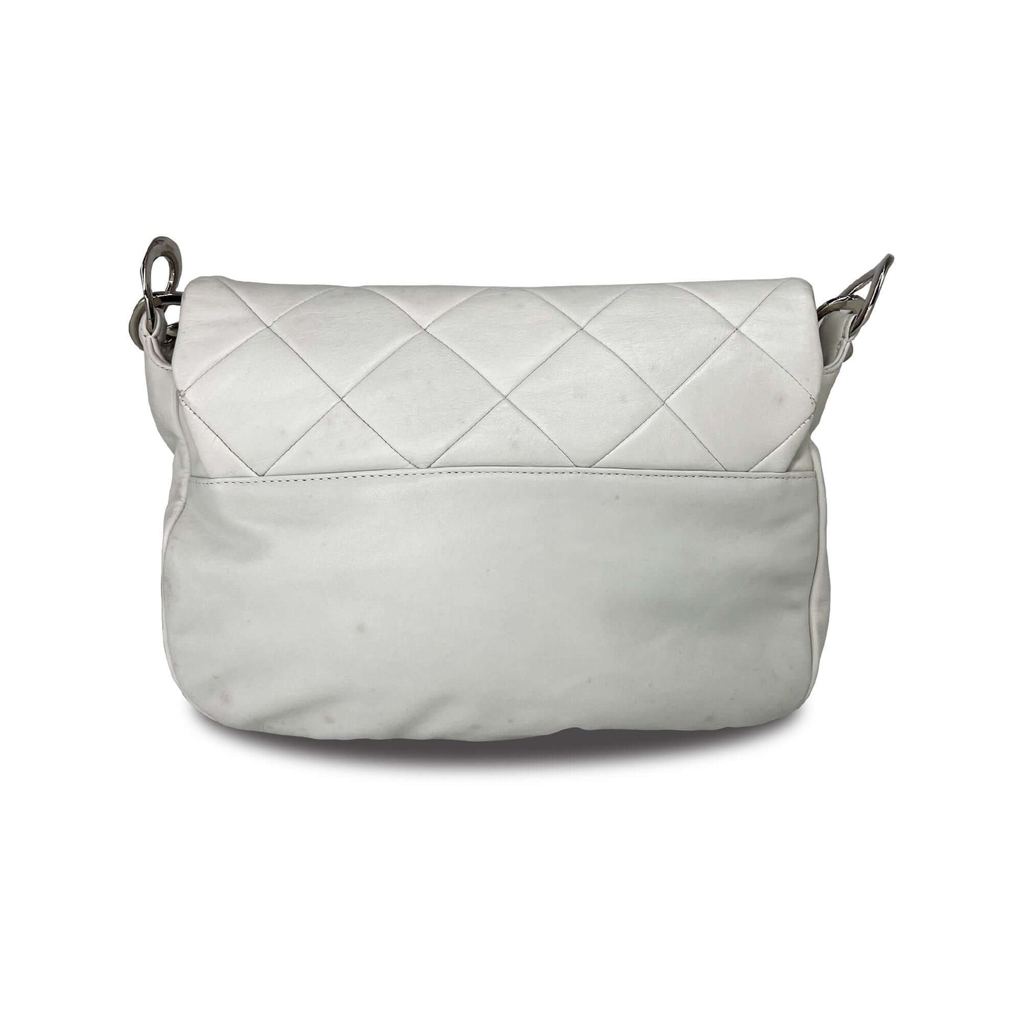 Chanel quilted flap cream calfskin leather shoulder bag