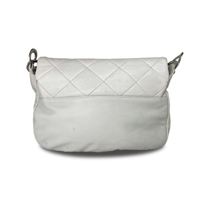 Chanel quilted flap cream calfskin leather shoulder bag