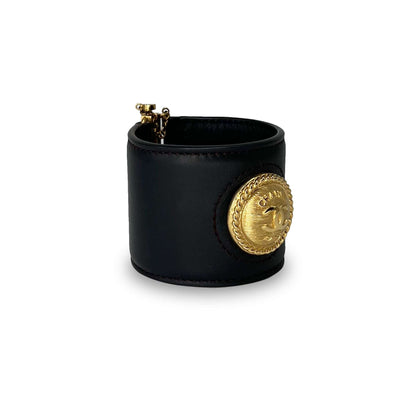 Chanel leather gold embellishment cuff bracelet