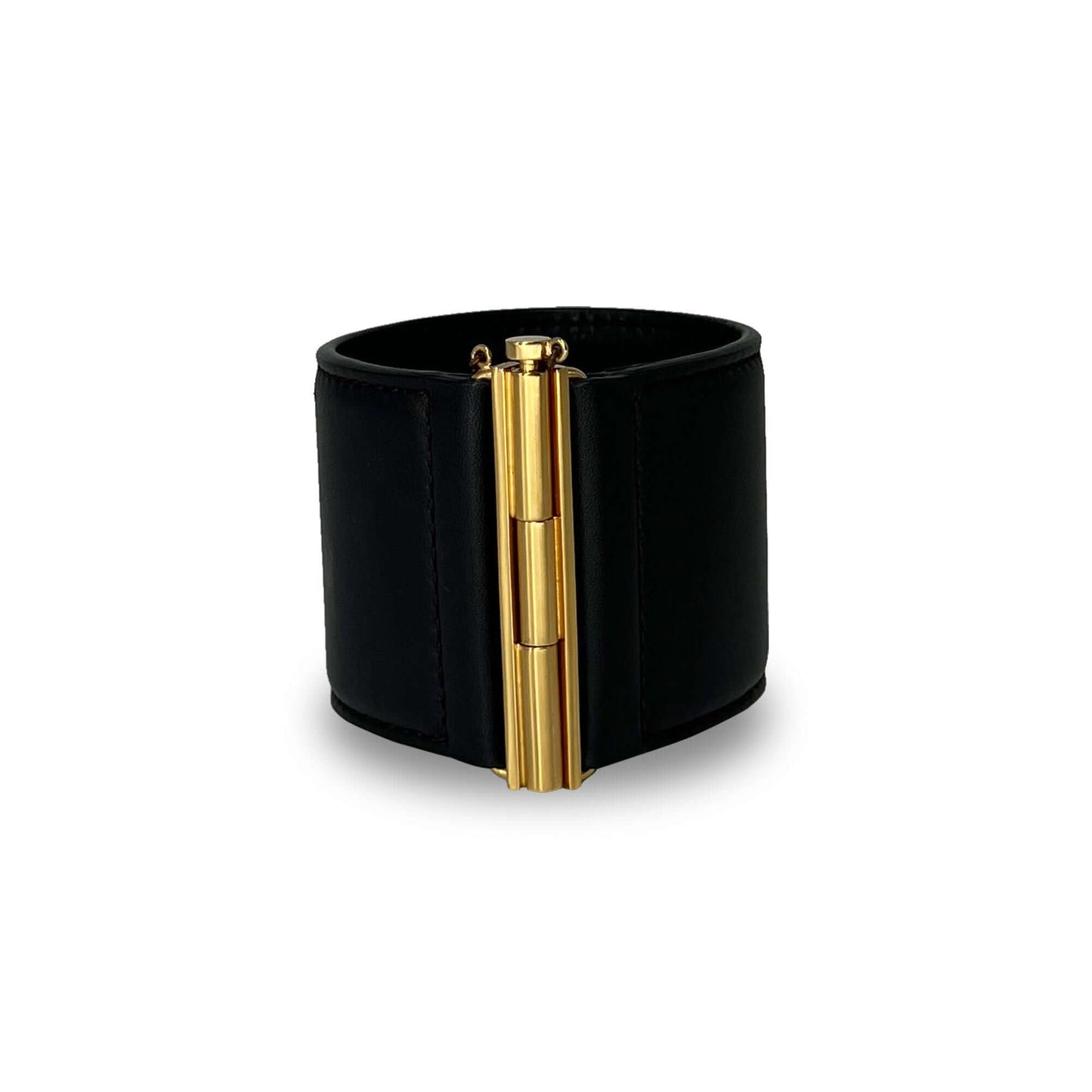 Chanel leather gold embellishment cuff bracelet