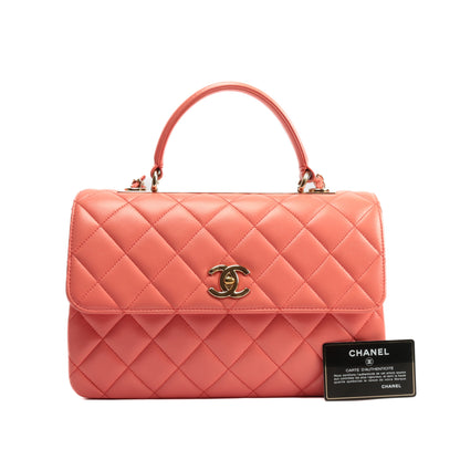 CHANEL Trendy CC Top Handle Flap Bag- Coral