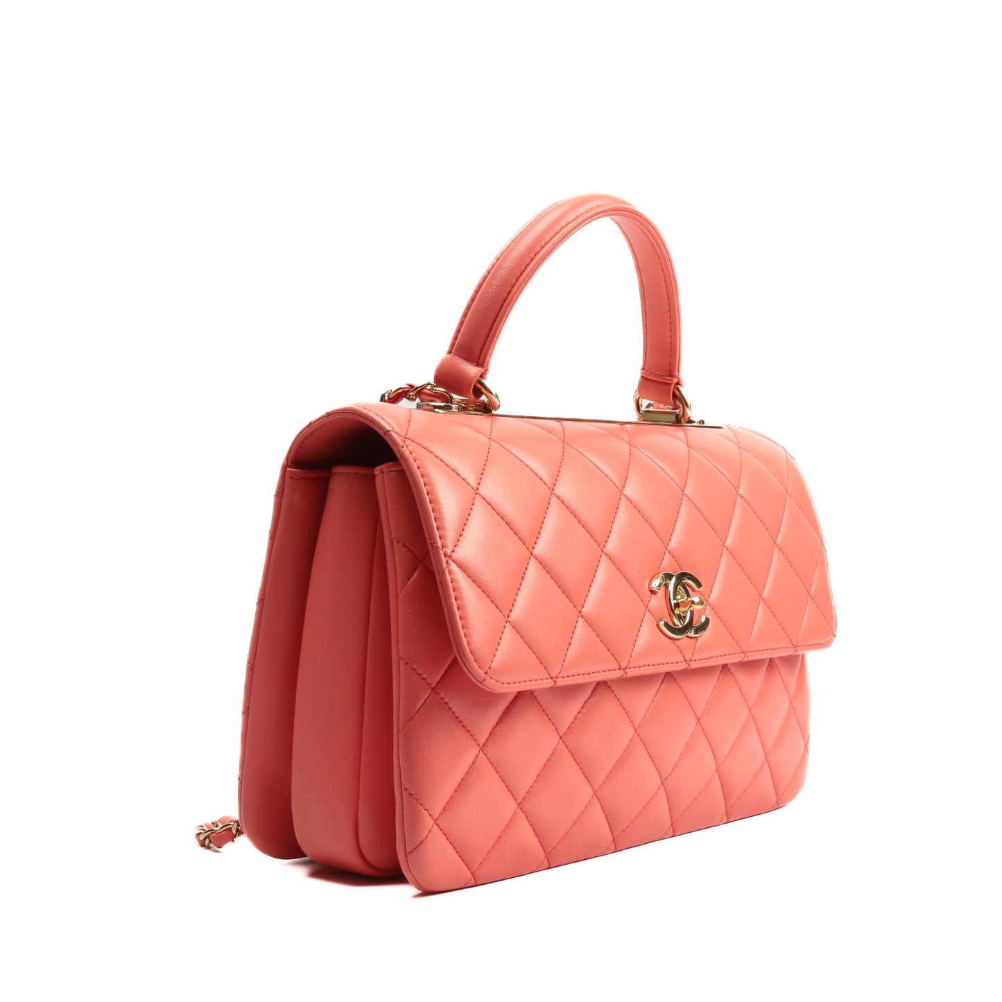 CHANEL Trendy CC Top Handle Flap Bag- Coral