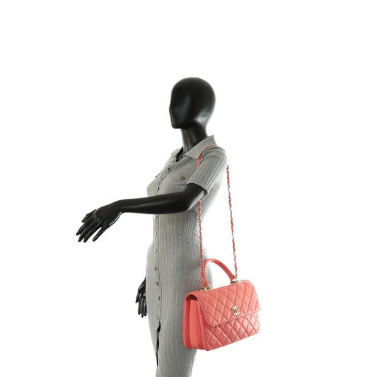 CHANEL Trendy CC Top Handle Flap Bag- Coral