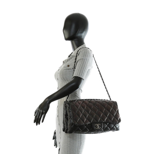 CHANEL Maxi 3 Accordion Flap Black Bag OUTLET FINAL SALE