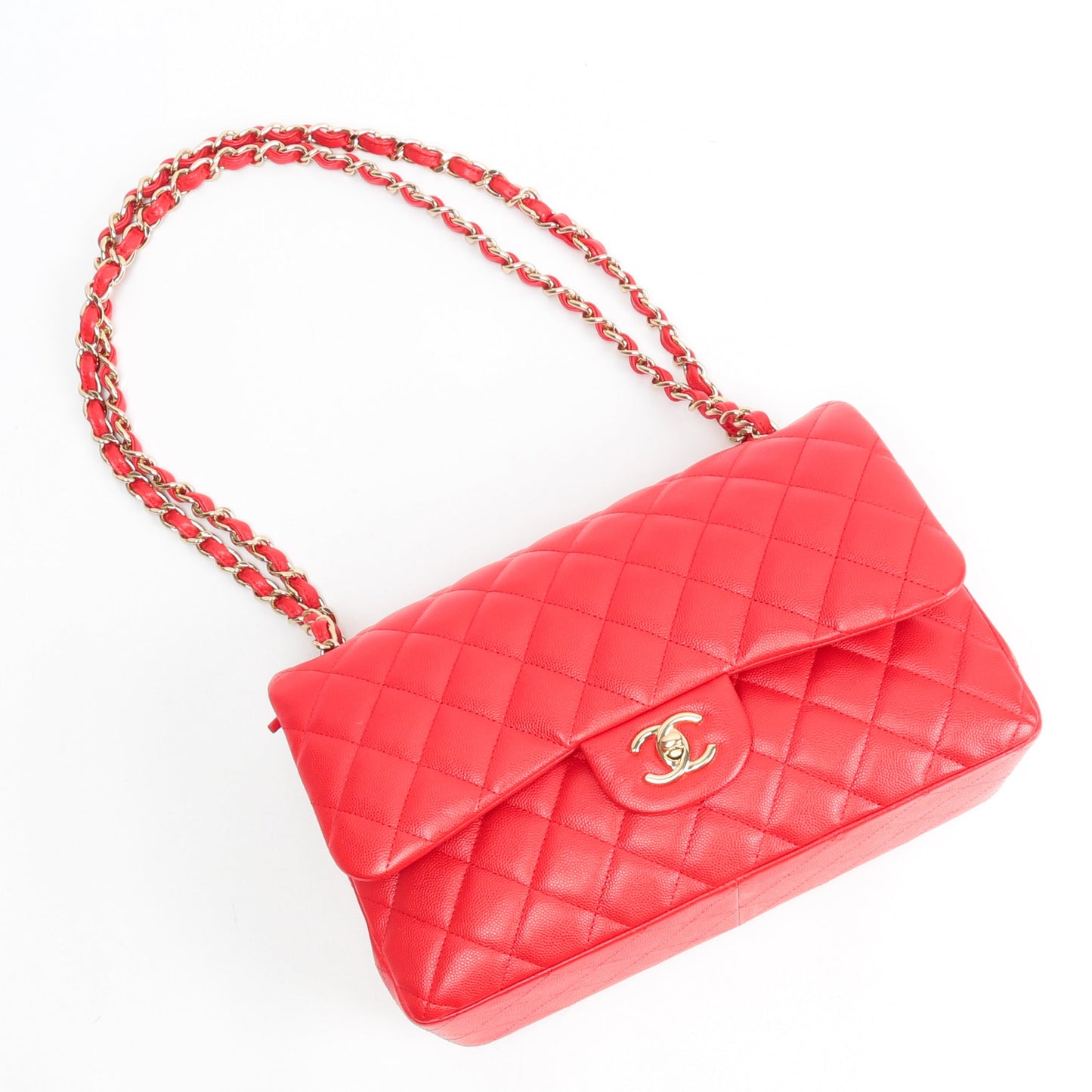 CHANEL Jumbo Double Flap Caviar Red