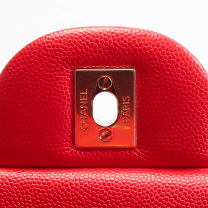 CHANEL Jumbo Double Flap Caviar Red