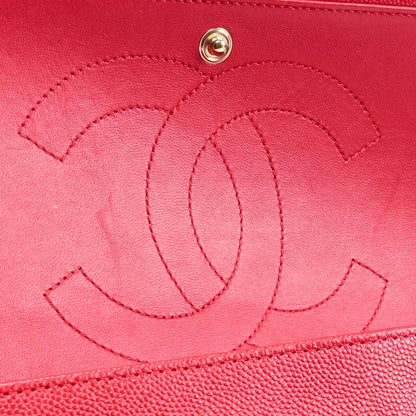 CHANEL Jumbo Double Flap Caviar Red