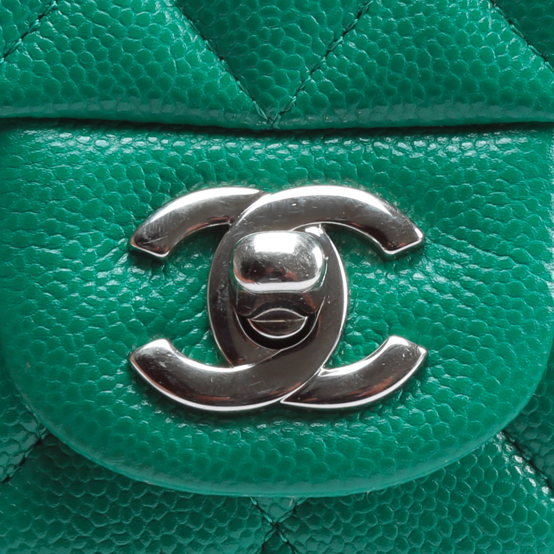 CHANEL Double Flap Medium Quilted Caviar Emerald Green