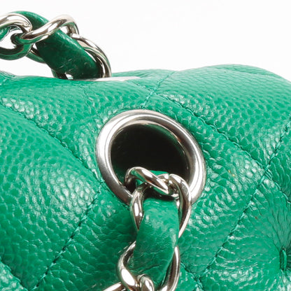 CHANEL Double Flap Medium Quilted Caviar Emerald Green