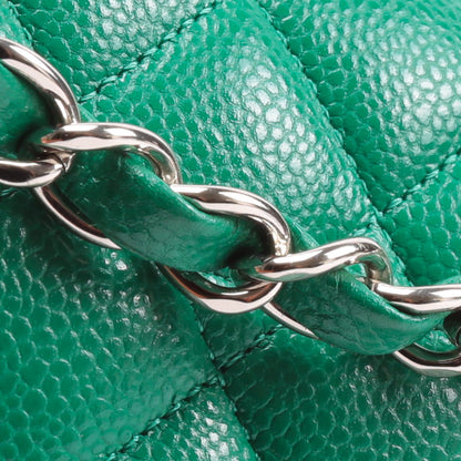 CHANEL Double Flap Medium Quilted Caviar Emerald Green