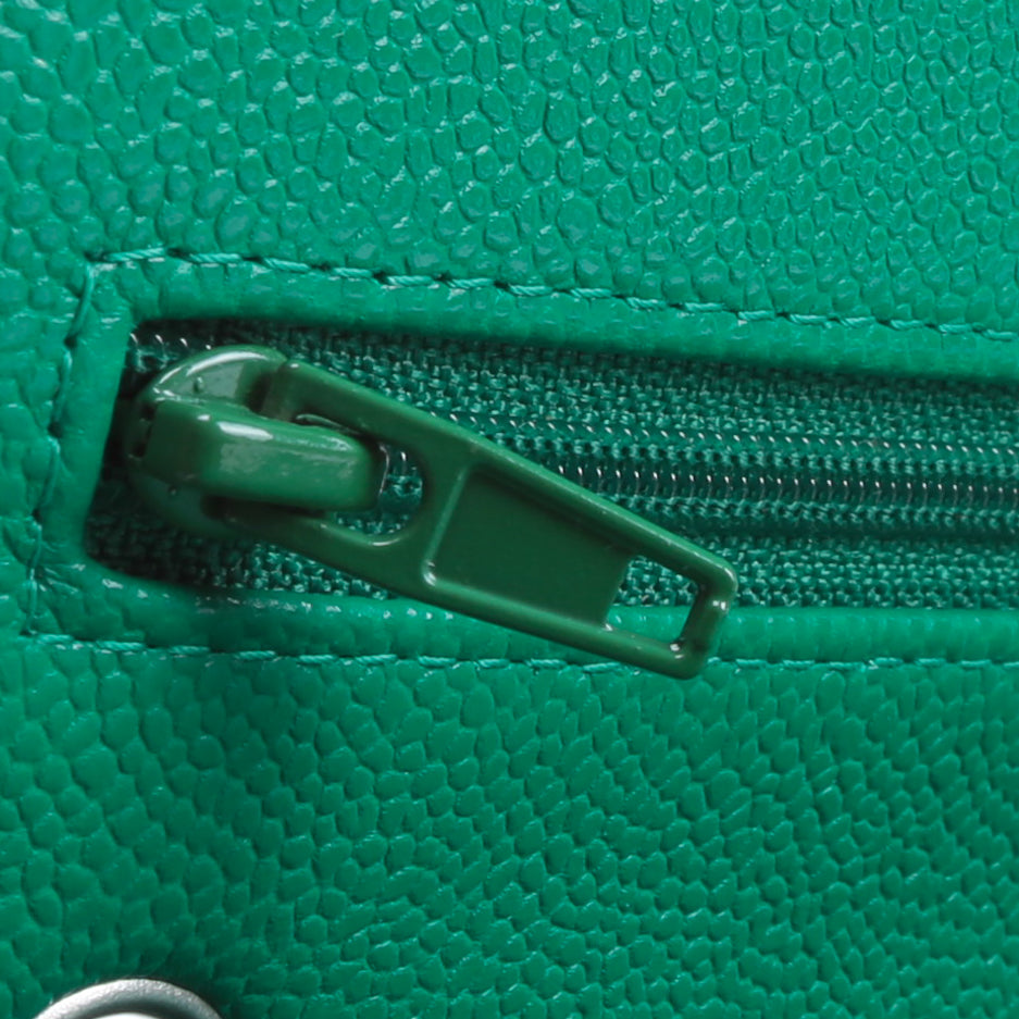 CHANEL Double Flap Medium Quilted Caviar Emerald Green