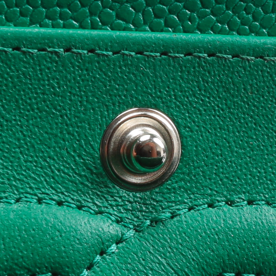 CHANEL Double Flap Medium Quilted Caviar Emerald Green