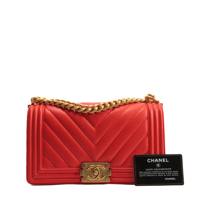 CHANEL Chevron Boy Bag Medium- Orange