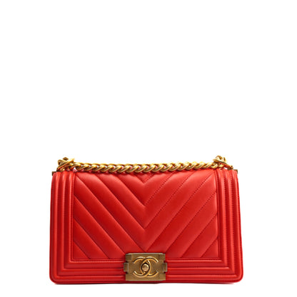 CHANEL Chevron Boy Bag Medium- Orange