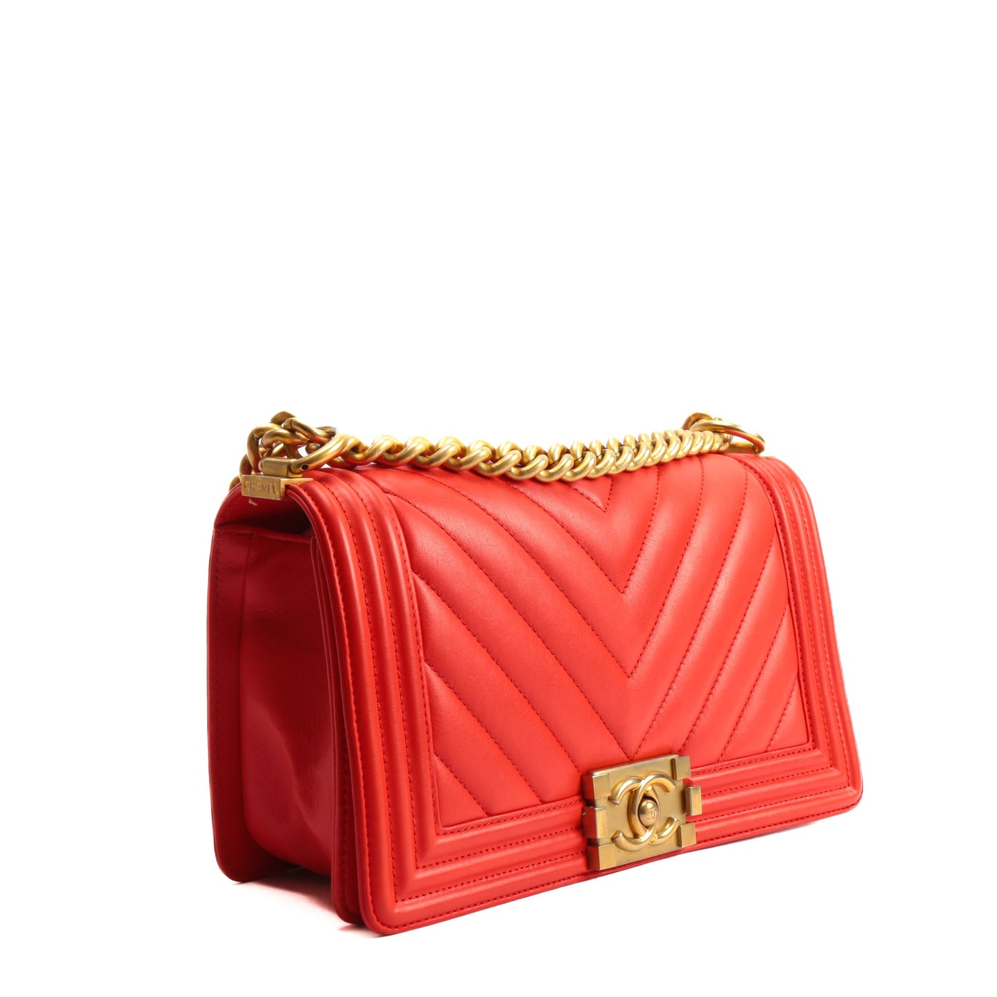 CHANEL Chevron Boy Bag Medium- Orange