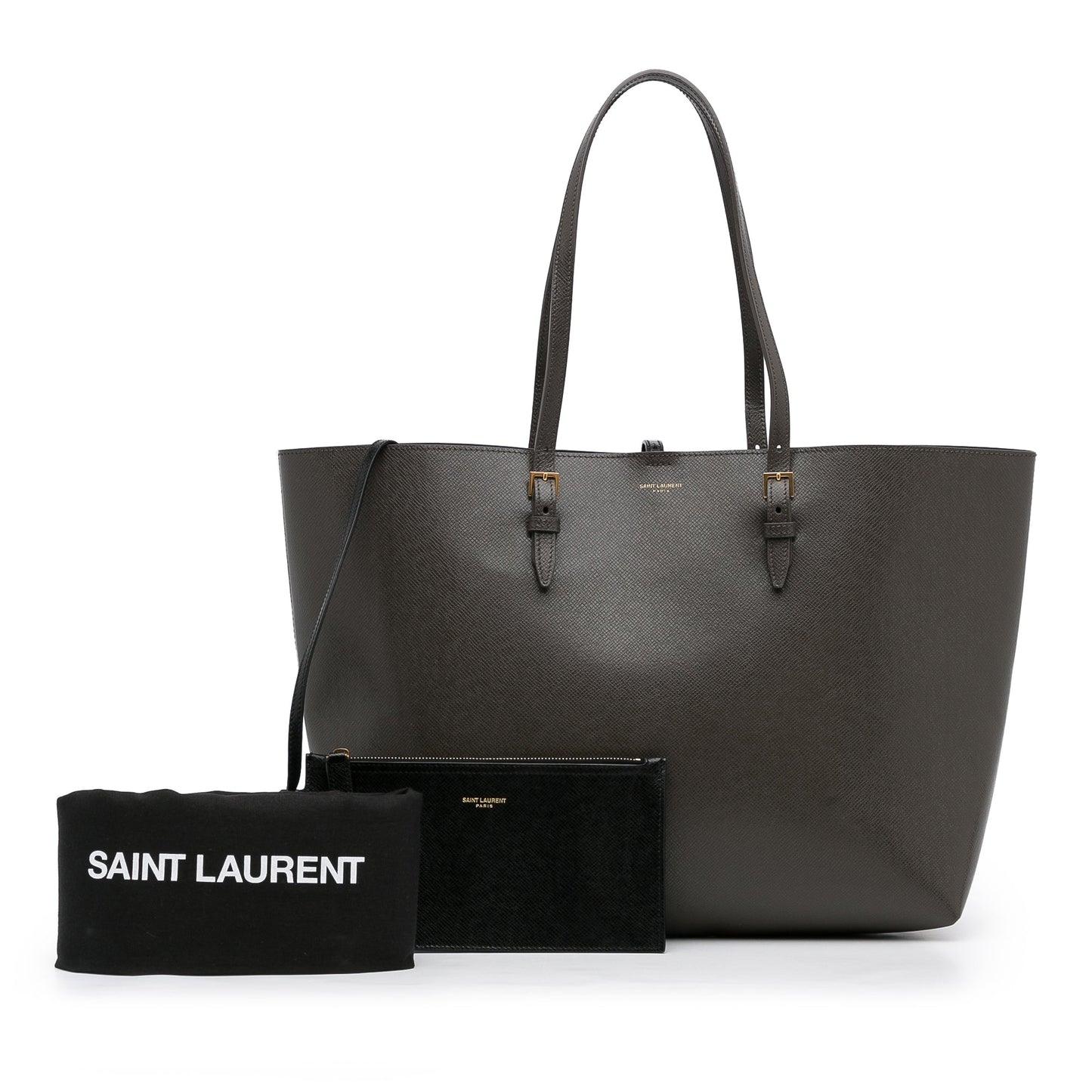 Gray YSL E/W Shopping Tote