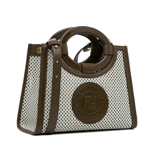 White Fendi Small Perforated Runaway Tote Bag Satchel