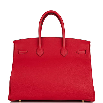 Hermes Birkin 35 Rouge Casaque Togo Gold Hardware