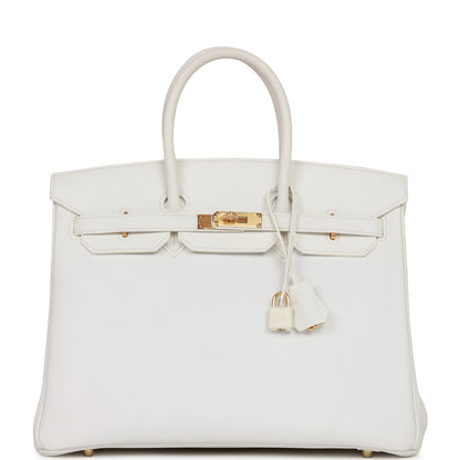 Hermes Birkin 35 White Epsom Gold Hardware