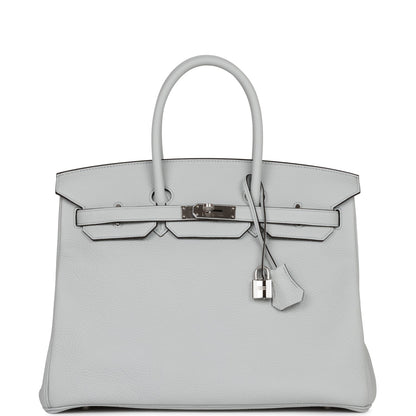 Hermes Birkin 35 Bleu Pale Clemence Palladium Hardware