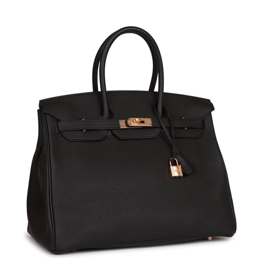 Hermes Birkin 35 Black Togo Rose Gold Hardware