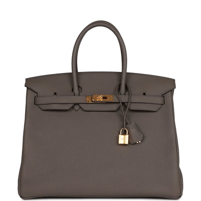 Hermes Birkin 35 Gris Etain Togo Gold Hardware