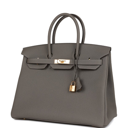 Hermes Birkin 35 Gris Meyer Togo Gold Hardware