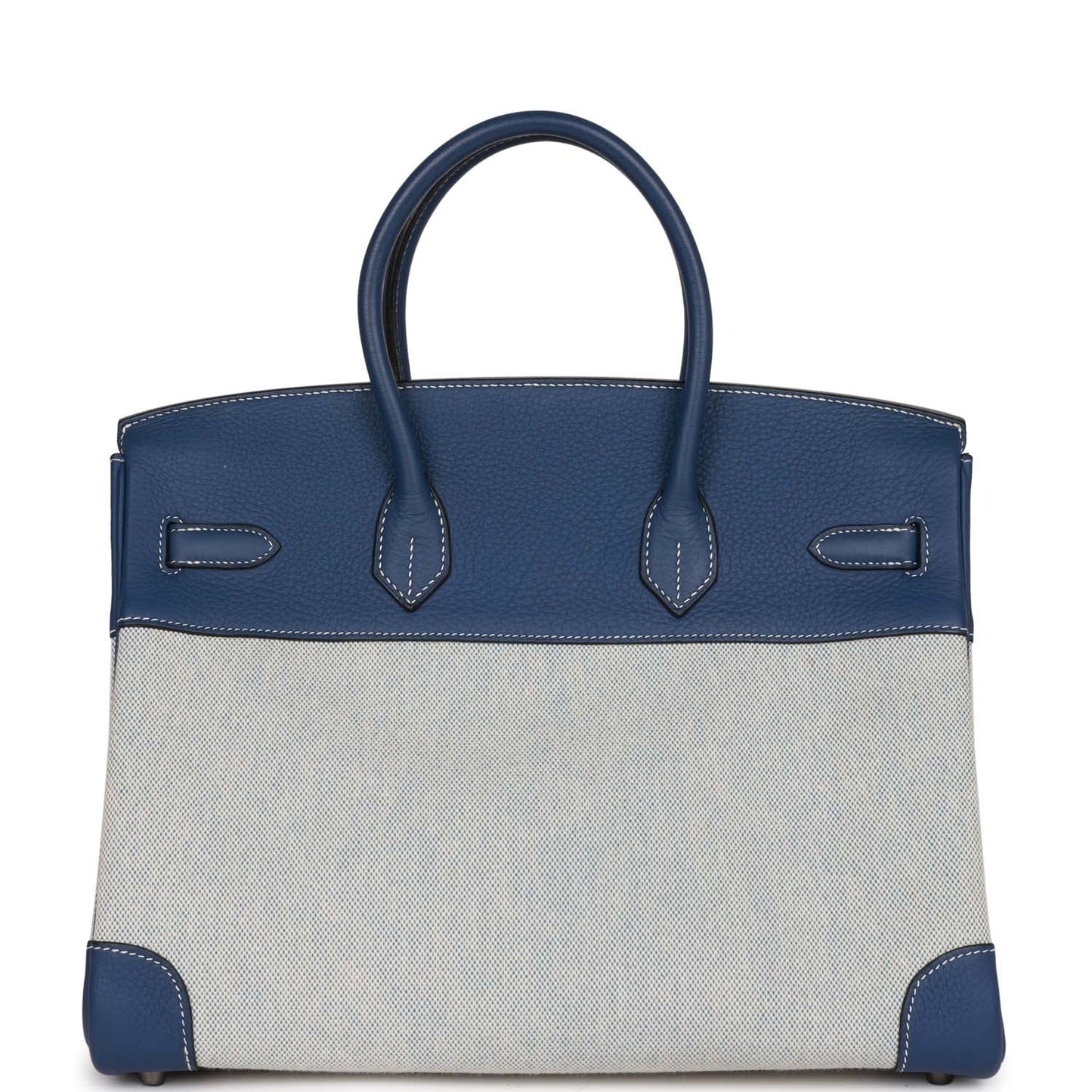 Hermes Birkin 35 Bleu Brighton Clemence and Toile H Ruthenium Hardware