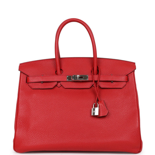 Hermes Birkin 35 Rouge Casaque Clemence Palladium Hardware