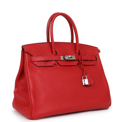 Hermes Birkin 35 Rouge Casaque Clemence Palladium Hardware