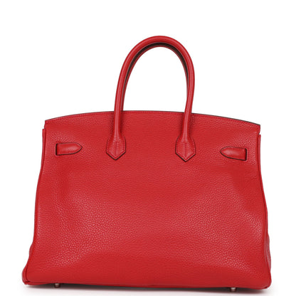 Hermes Birkin 35 Rouge Casaque Clemence Palladium Hardware