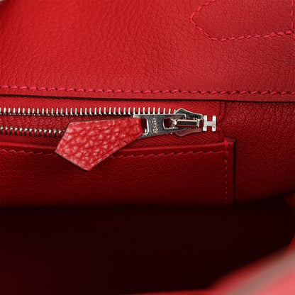 Hermes Birkin 35 Rouge Casaque Clemence Palladium Hardware