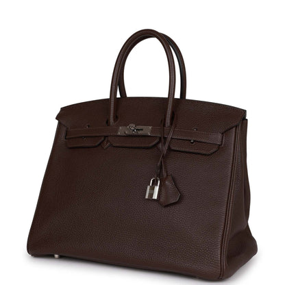 Hermes Birkin 35 Chocolate Togo Palladium Hardware