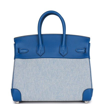 Hermes Birkin 25 Bleu Bill Toile H and Bleu France Swift Swift Palladium Hardware