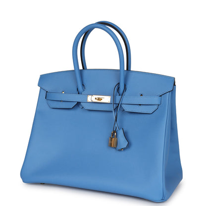 Hermes Birkin 35 Bleu Paradise Epsom Gold Hardware