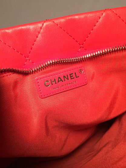 Chanel Red Quilted Leather CC Fold Over Clutch