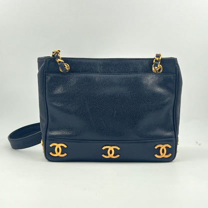 Chanel Caviar Skin Triple Shoulder Bag Year 1994 (Card, sticker)