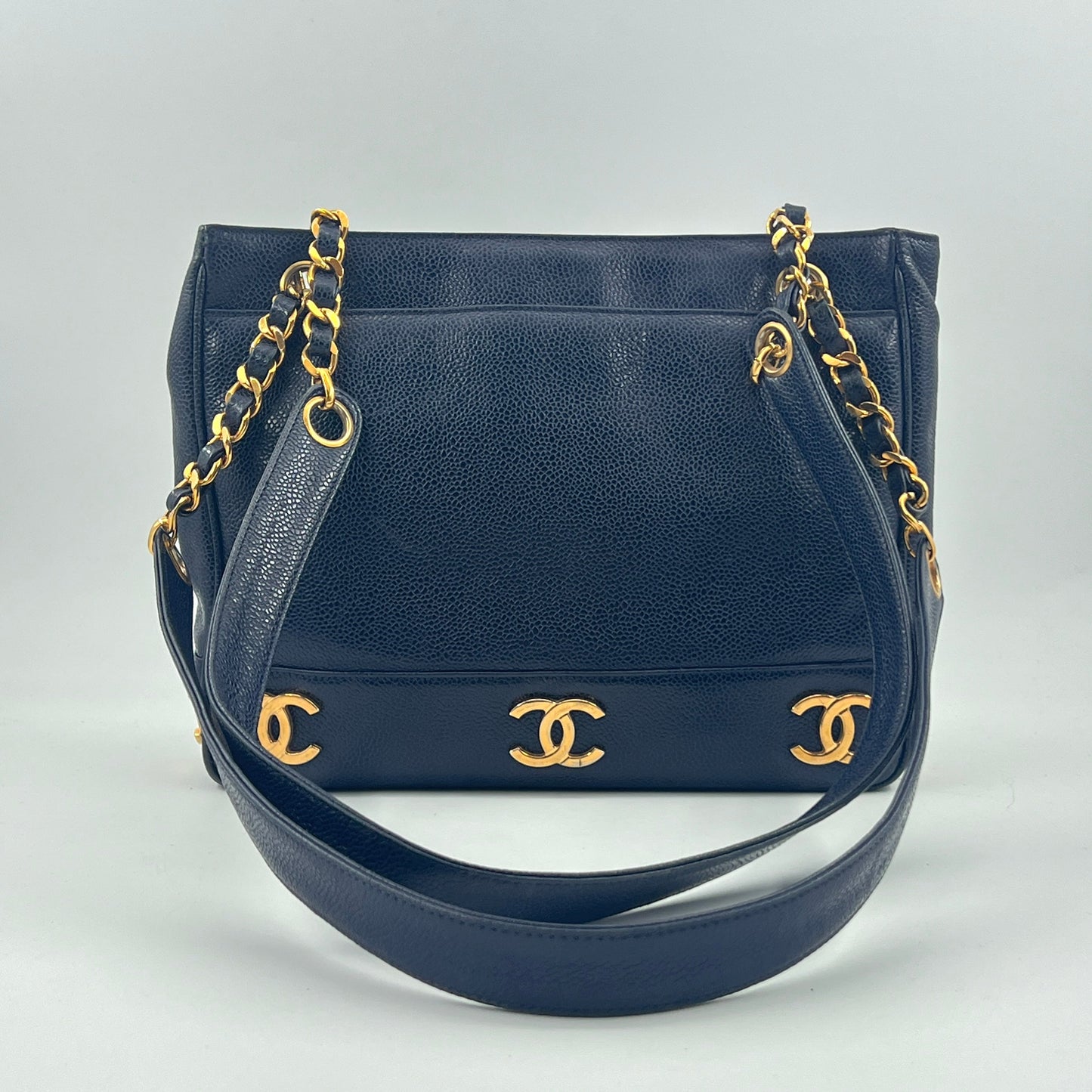 Chanel Caviar Skin Triple Shoulder Bag Year 1994 (Card, sticker)