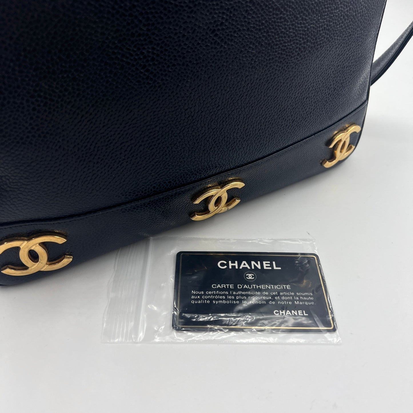 Chanel Caviar Skin Triple Shoulder Bag Year 1994 (Card, sticker)