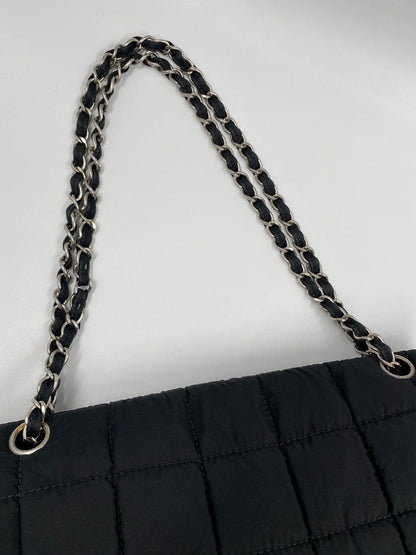 Chanel Black Nylon Chocolate Bar Flap Bag