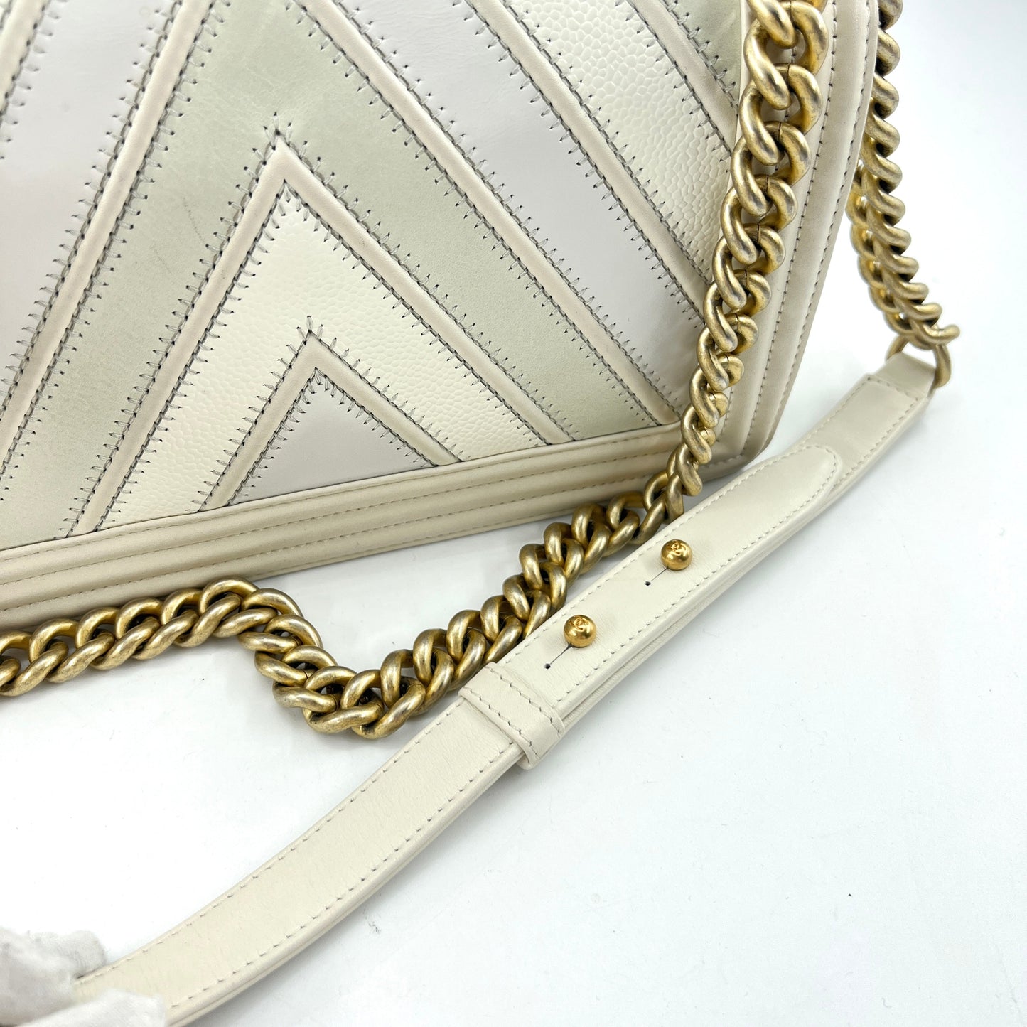 Chanel Mix Leather Medium Flap Boy Bag