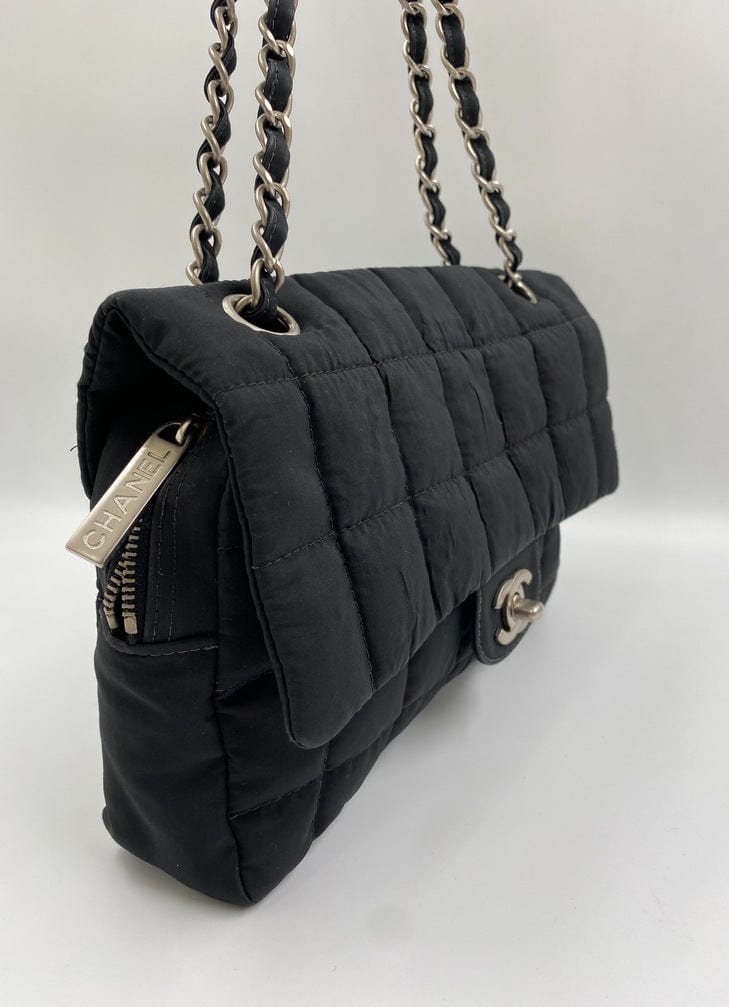 Chanel Black Nylon Chocolate Bar Flap Bag