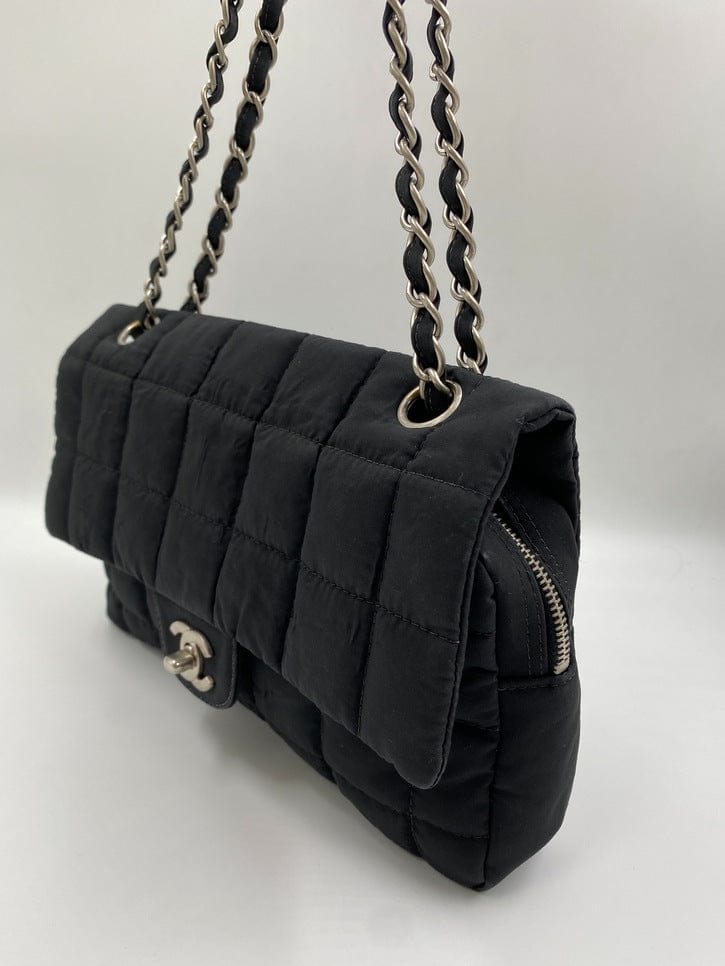 Chanel Black Nylon Chocolate Bar Flap Bag