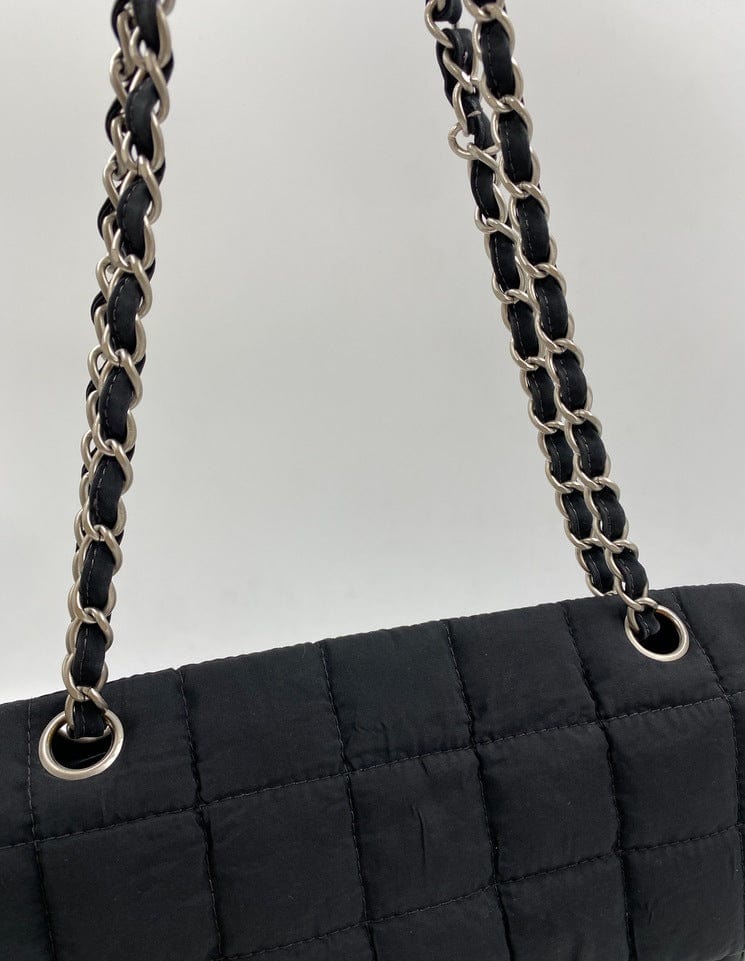 Chanel Black Nylon Chocolate Bar Flap Bag